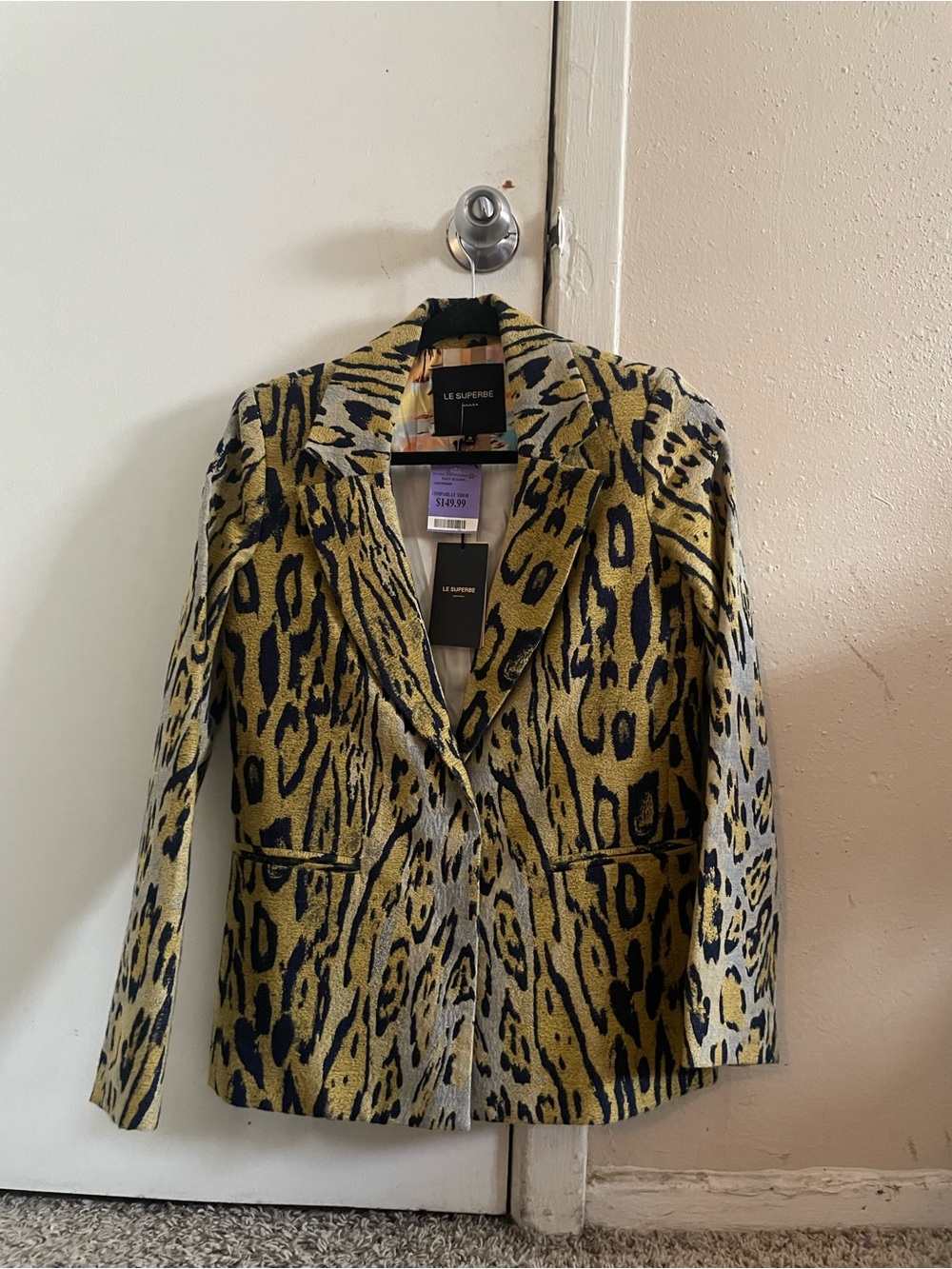 LE SUPERBE Leopard Print Blazer - Yellow/Black